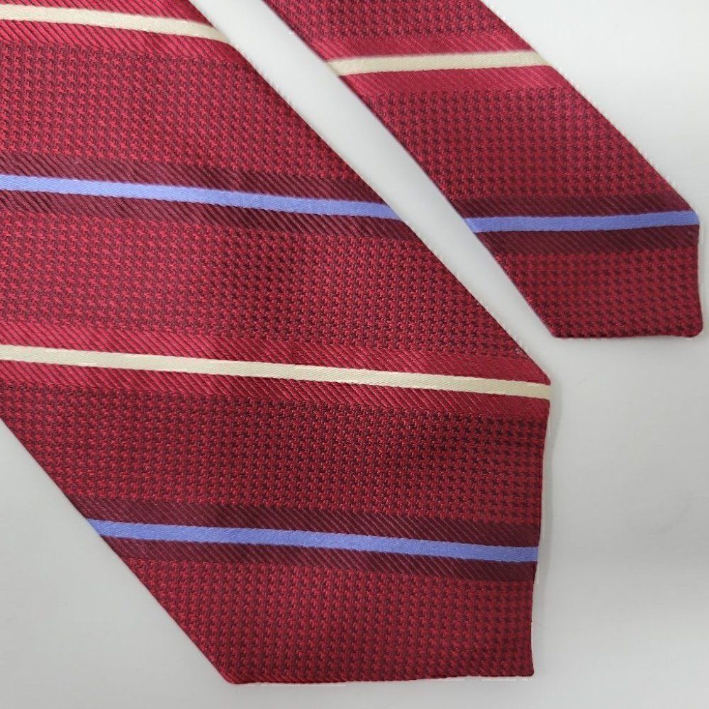 BARNEYS NEW YORK SILK TIE RED BLUE STRIPE LUXURY 3.5"
